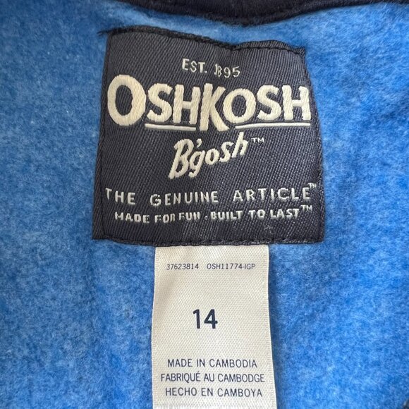 OshKosh B'Gosh Boys Full Zip Logo Blue Stripe Hoodie Sweatshirt - Picture 4 of 5